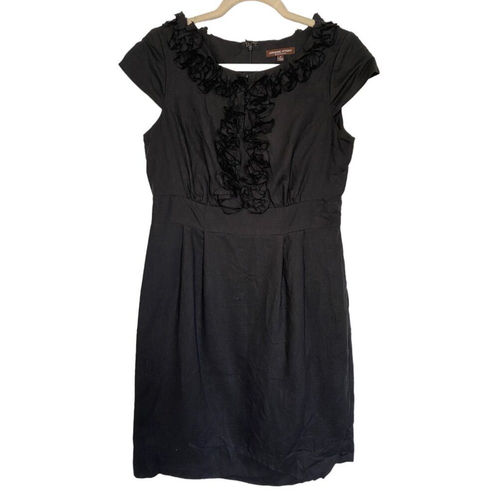 Vintage Adrienne Vittadini Women's Black Formal Dress with Flowers Size 8